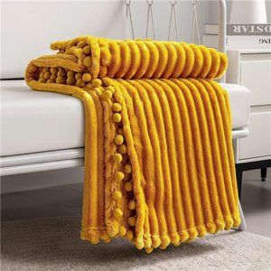Fleece Blanket Throw Size – 51x63, Yellow – Soft, Plush, Fluffy, Fuzzy,Warm,Cozy